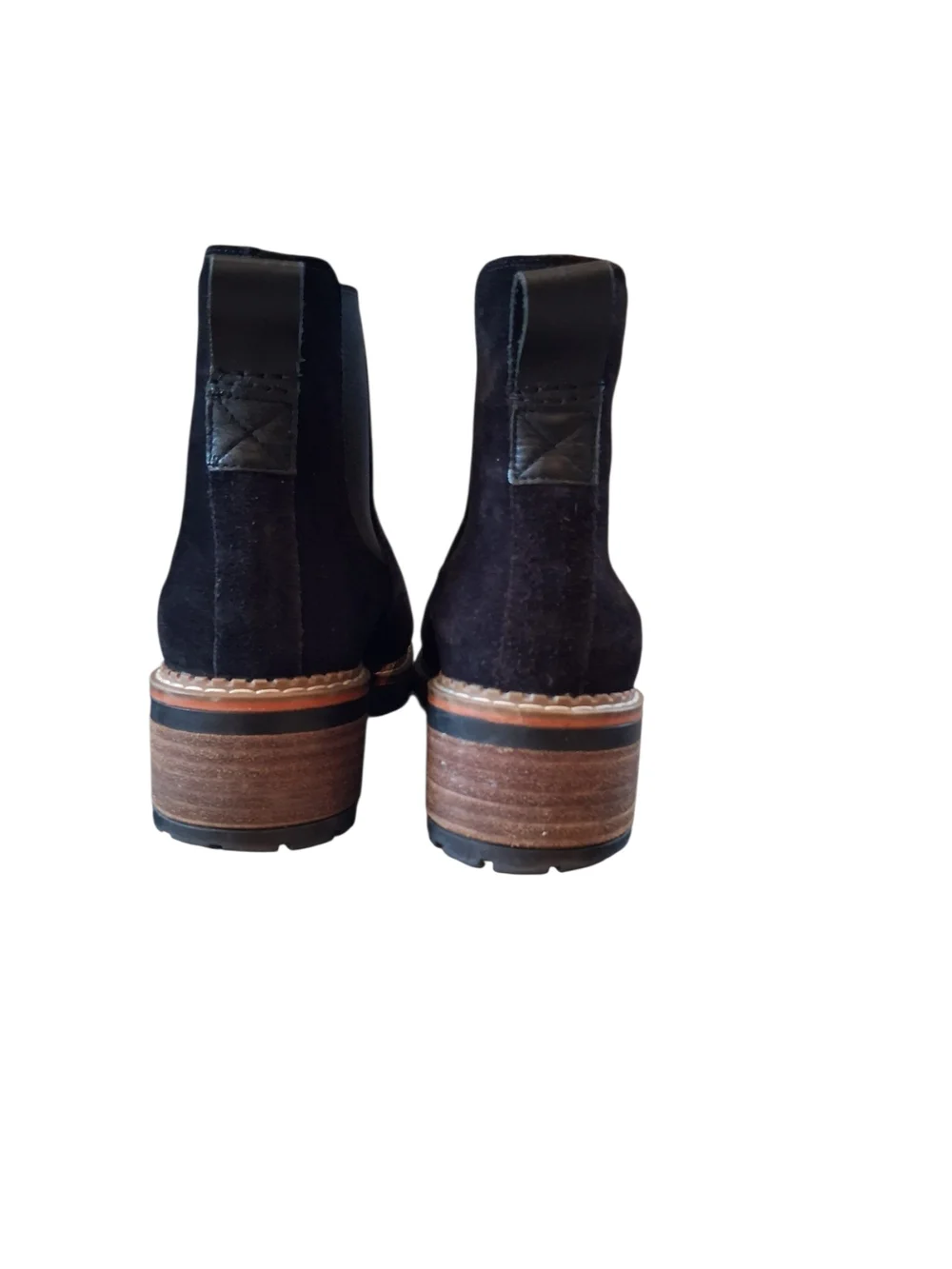Women's Bertuchi Black Suede Chelsea Boots with Lug Sole Size 39